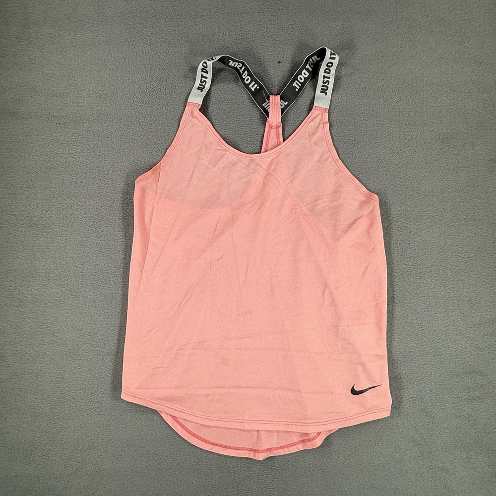 Nike Tank Top Shirt Small Womens Pink Dri Fit Elastika Swoosh Pullover